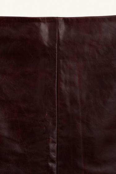 JUPE DROITE 100 % CUIR ÉDITION LIMITÉE - Bordeaux de Zara - Image 7