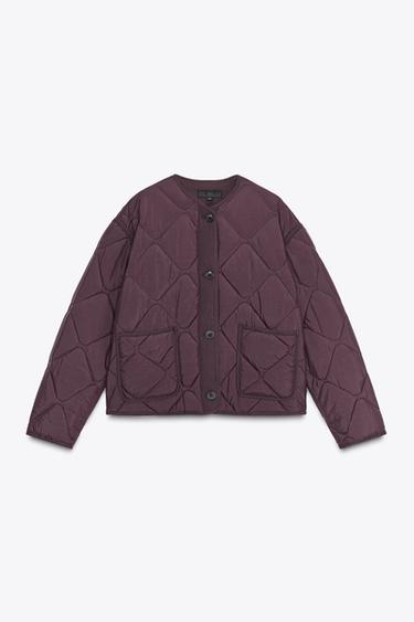 QUILTED JACKET WITH PATCH POCKETS - Burgundy by Zara