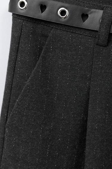 SHINY PINSTRIPED WIDE-LEG TROUSERS - Anthracite grey by Zara - Image 2