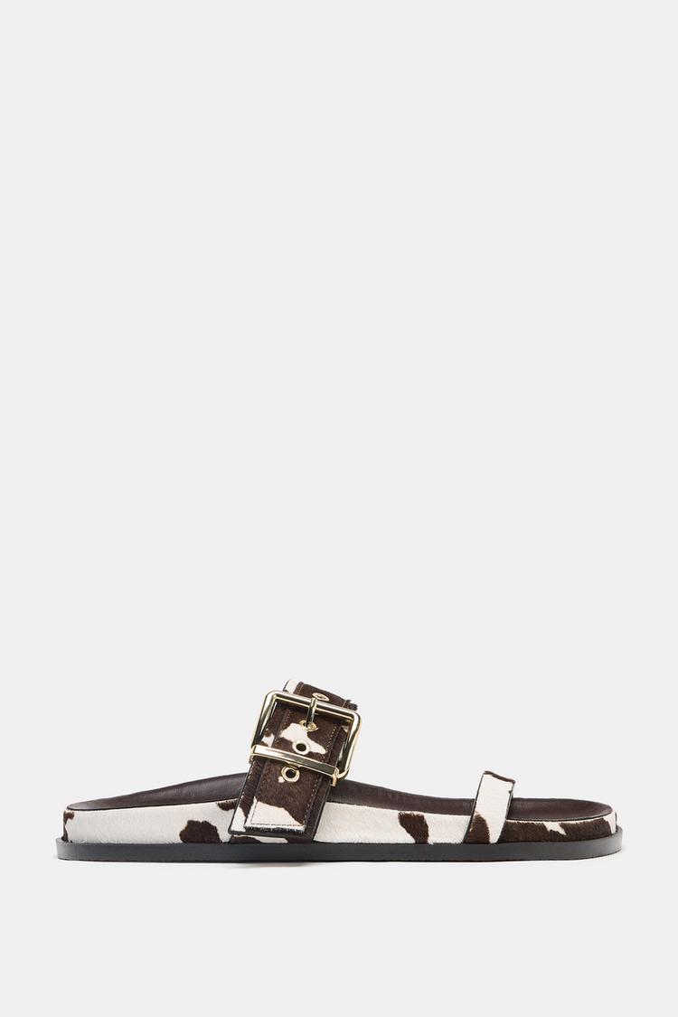 ANIMAL PRINT LEATHER SANDALS Multicoloured ZARA South Africa