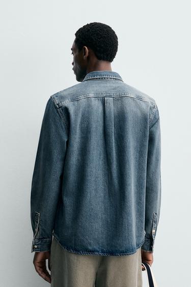 COTTON-LYOCELL DENIM OVERSHIRT - Mid-blue by Zara - Image 2
