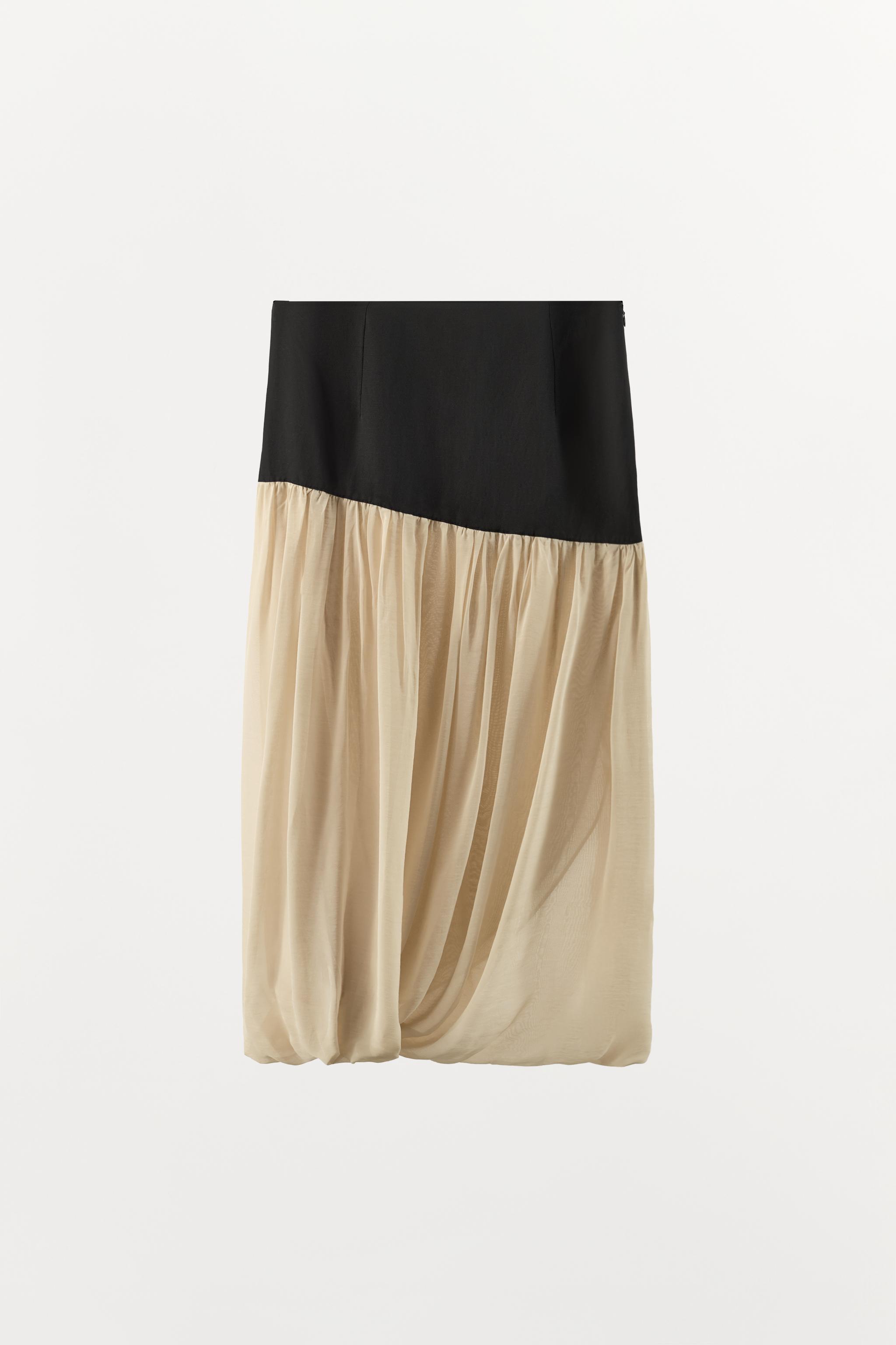 Женские юбки Zara CONTRAST DRAPED MIDI SKIRT — фото 5