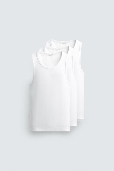 3-PACK OF BASIC SLIM FIT VEST TOPS - White by Zara