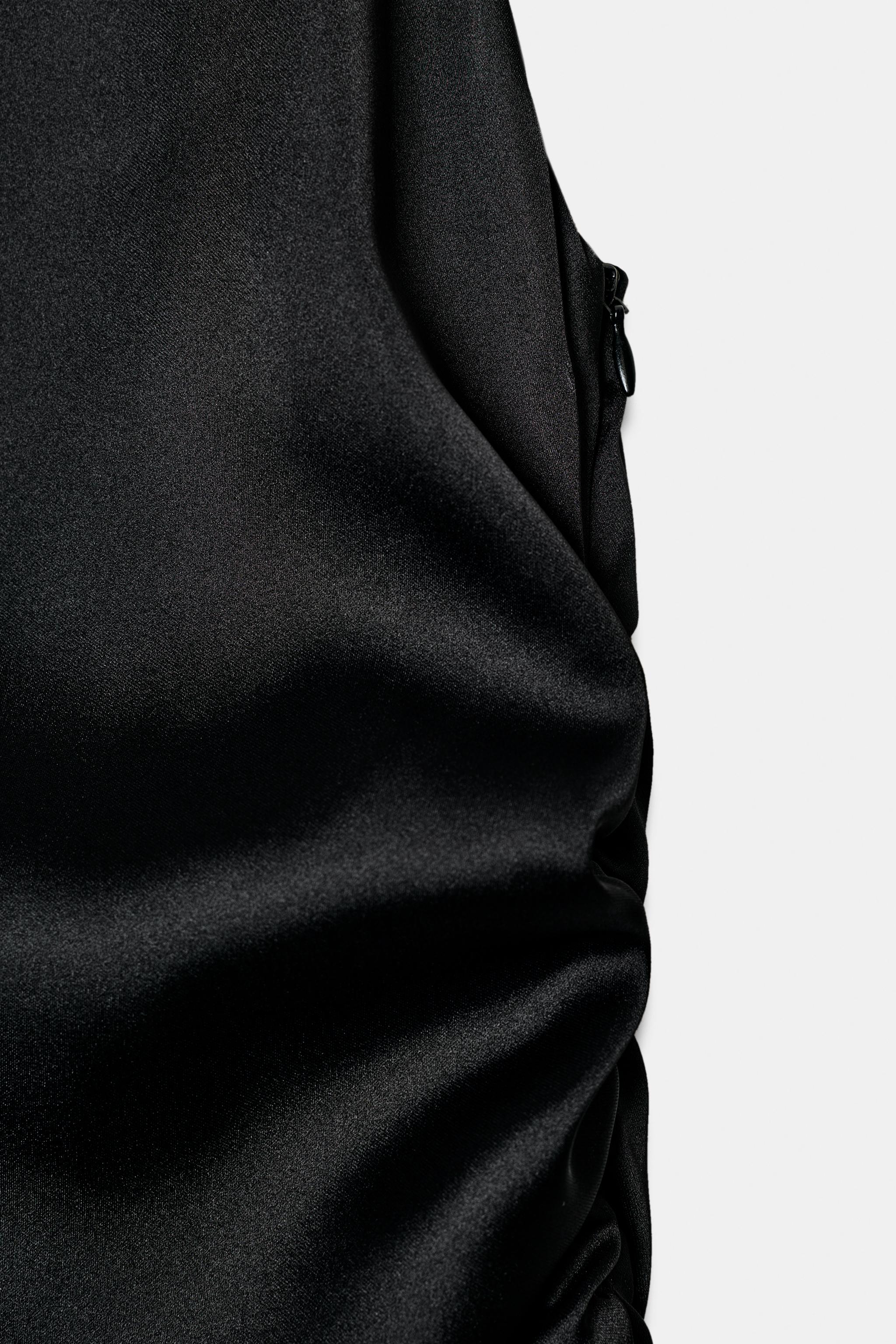 RUFFLED SATIN EFFECT SHORT DRESS