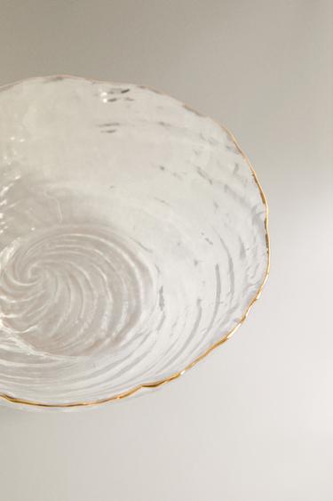 GLASS BOWL WITH GOLD RIM - Gold by Zara - Image 2