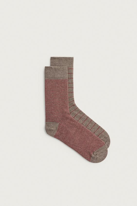PACK DE 2 CALCETINES DE RAYAS - Beige de Zara - Imagen 0
