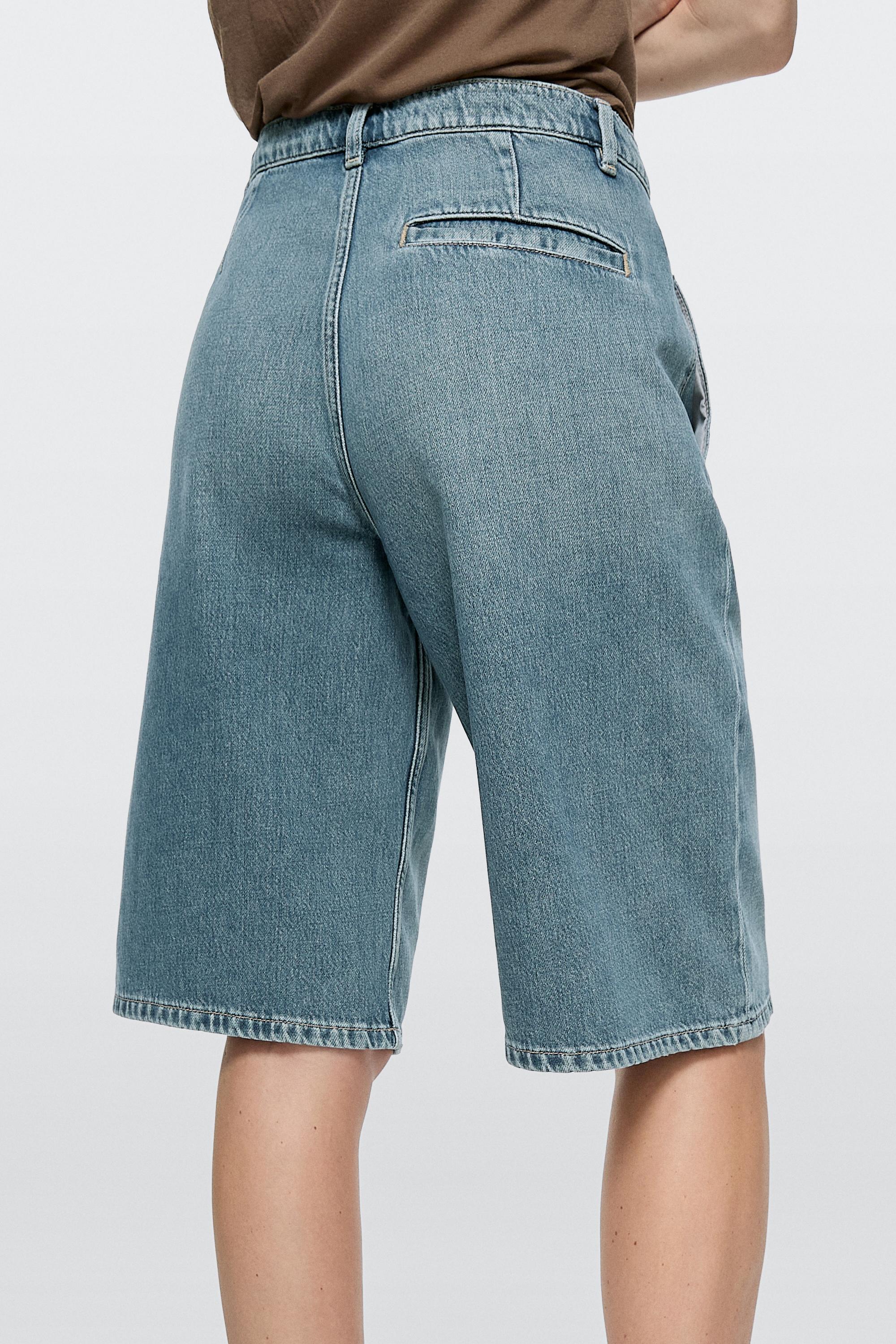 Long denim Bermuda shorts