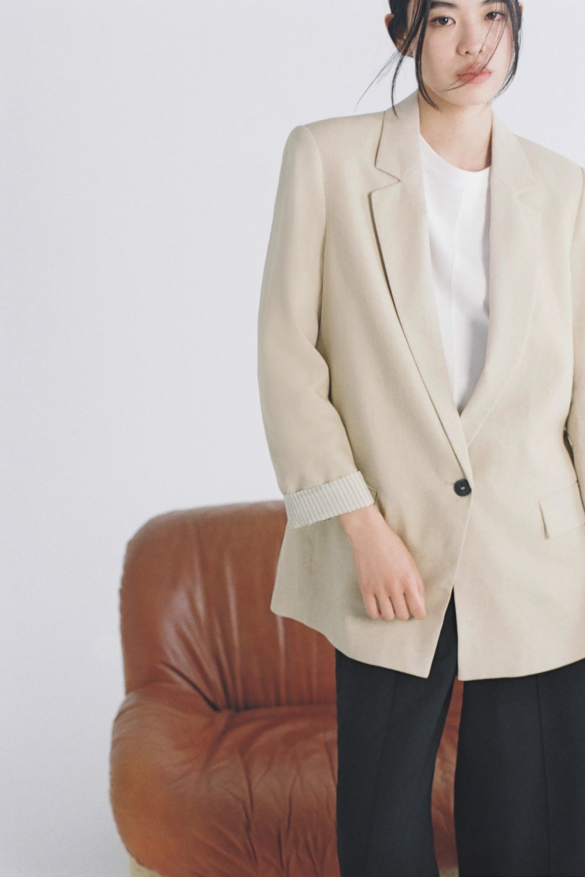 【新品】　ZARA テーラードジャケット　ベージュ　ロールアップ袖 ZARA - ZARA ザラ テーラードジャケット ベージュ の通販 by