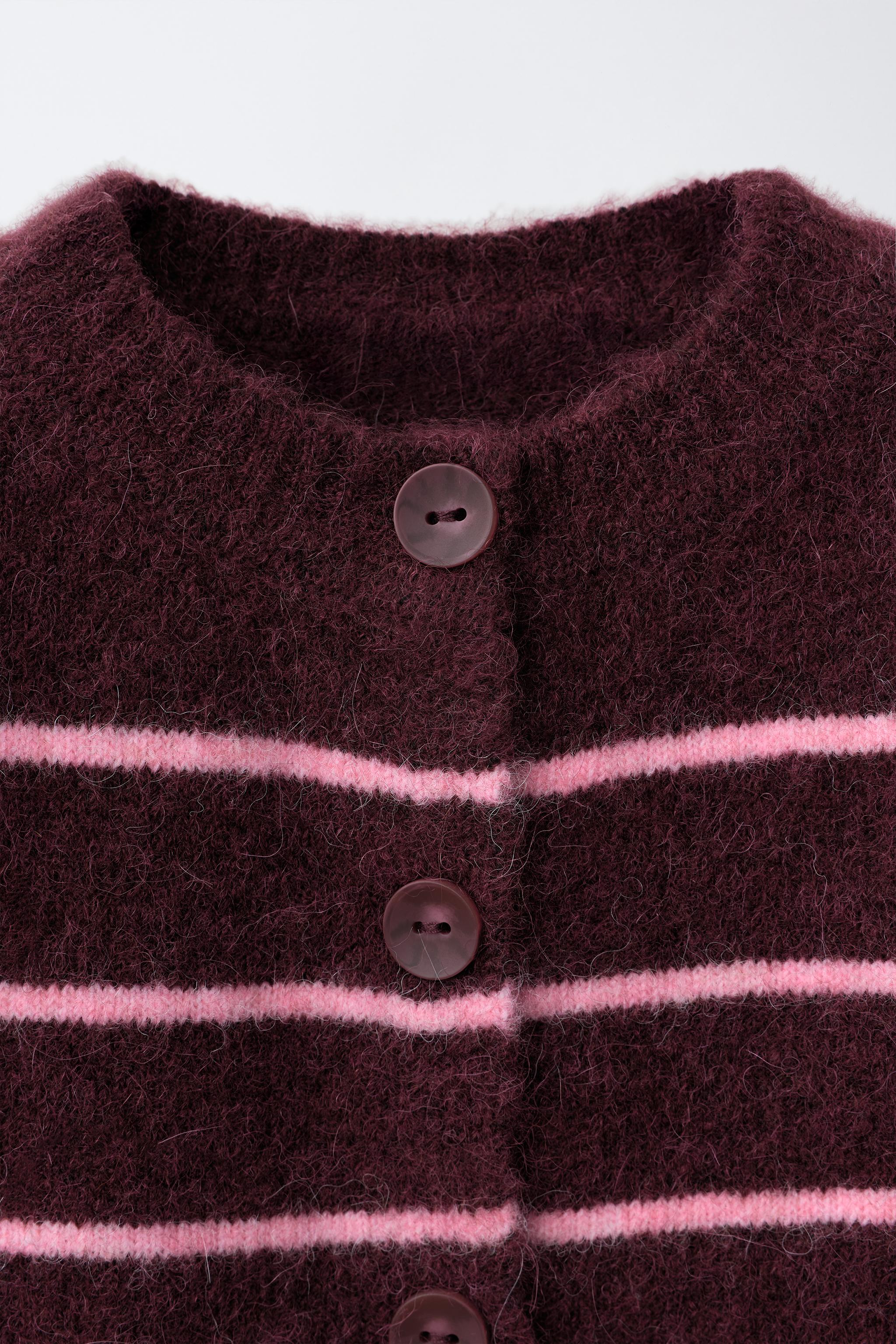 Детские кардиганы Zara WOOL AND ALPACA BLEND STRIPED CARDIGAN — фото 3