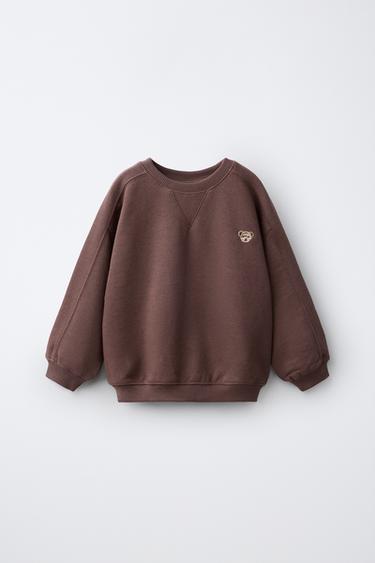 SUDADERA BORDADO OSO - Marrón oscuro de Zara