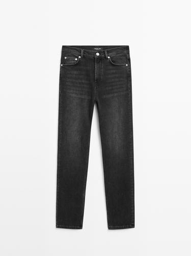 Zara Mid-rise straight-leg jeans - Black