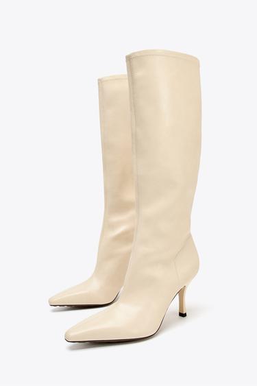 HIGH-HEEL BOOTS - White by Zara