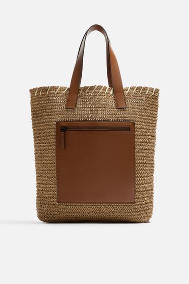 BOLSA TOTE BAG TRANÇADA - Branco-cru da Zara