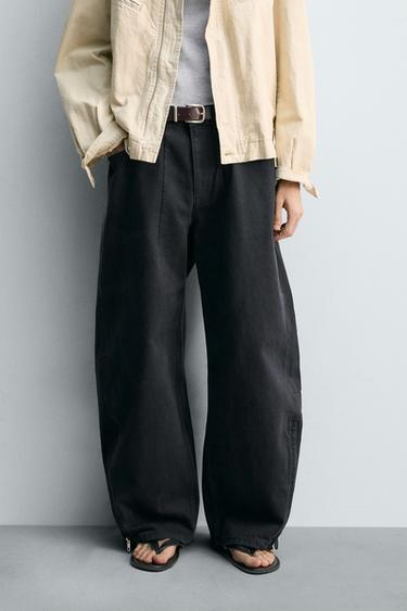 BALLOON FIT JEANS WITH ZIPS - Black by Zara
