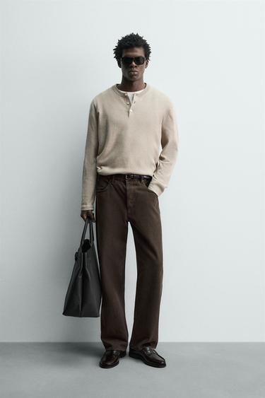 PULL COL TUNISIEN EN MÉLANGE DE COTON - Sable / Chiné de Zara - Image 0