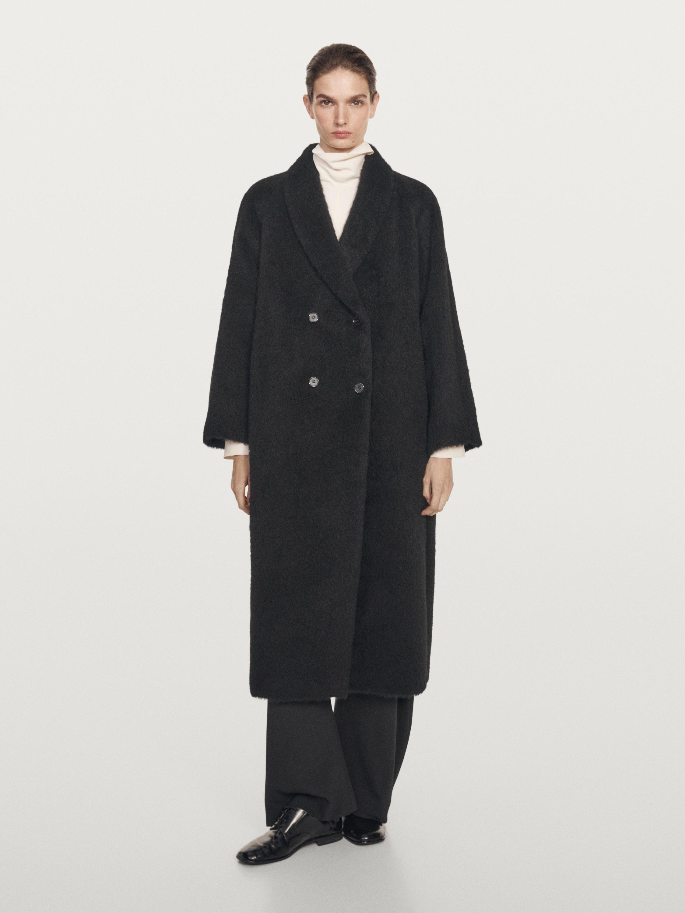 Long alpaca and wool coat