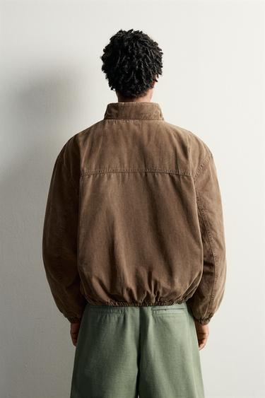 WASHED QUILTED JACKET — taupe brown 2
