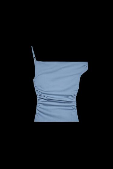 ASYMMETRIC RUFFLED TOP - Indigo by Zara - Image 0
