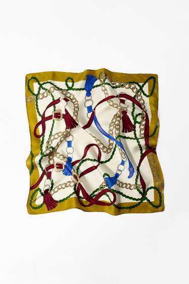 PAÑUELO ESTAMPADO SEDA 100% - Crudo de Zara