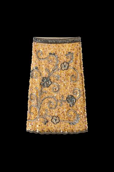 Zara LIMITED EDITION BEADED EMBROIDERED SKIRT - Yellow - Image 0