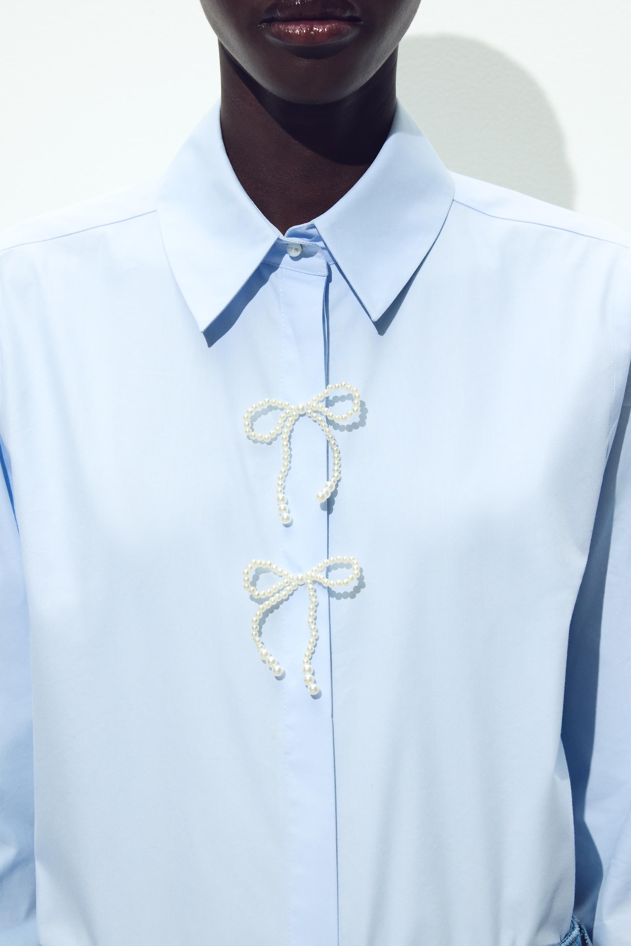 ZARA - ＊2020SS＊ZARA フェイクパールディテール ブラウス シャツ ZARA - ＊2020SS＊ZARA フェイクパールディテール ブラウス