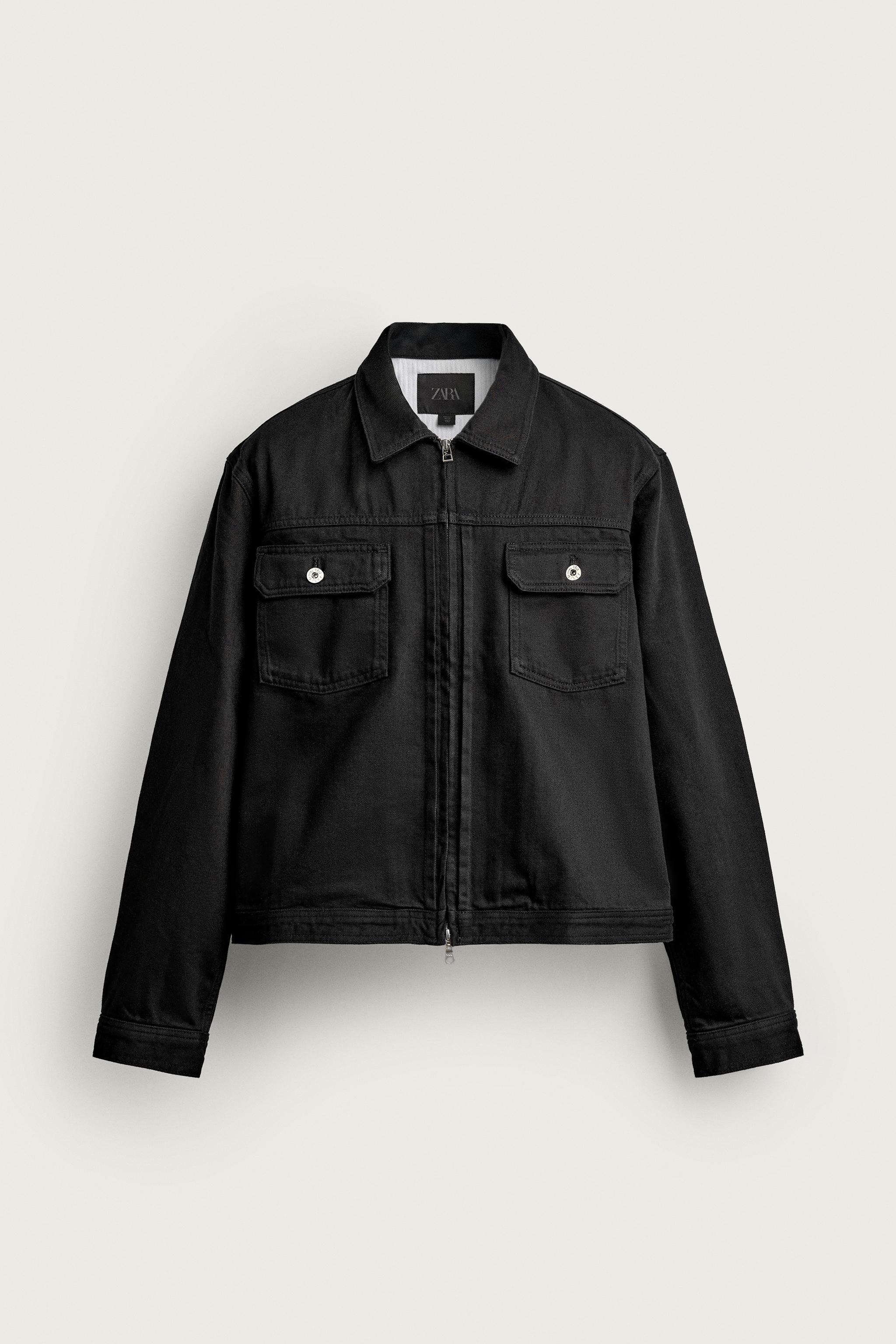 DENIM ZIP JACKET WITH TAB - Black | ZARA United States
