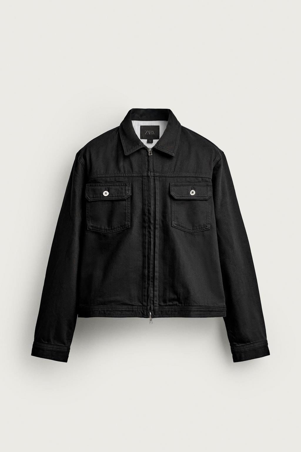 DENIM JACKET WITH ZIP AND TAB