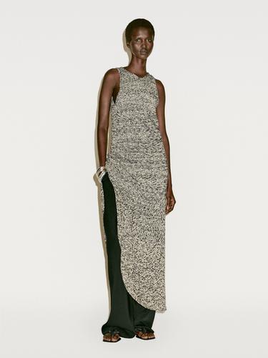 Zara Long flecked knit dress - Limited Edition - White / Navy