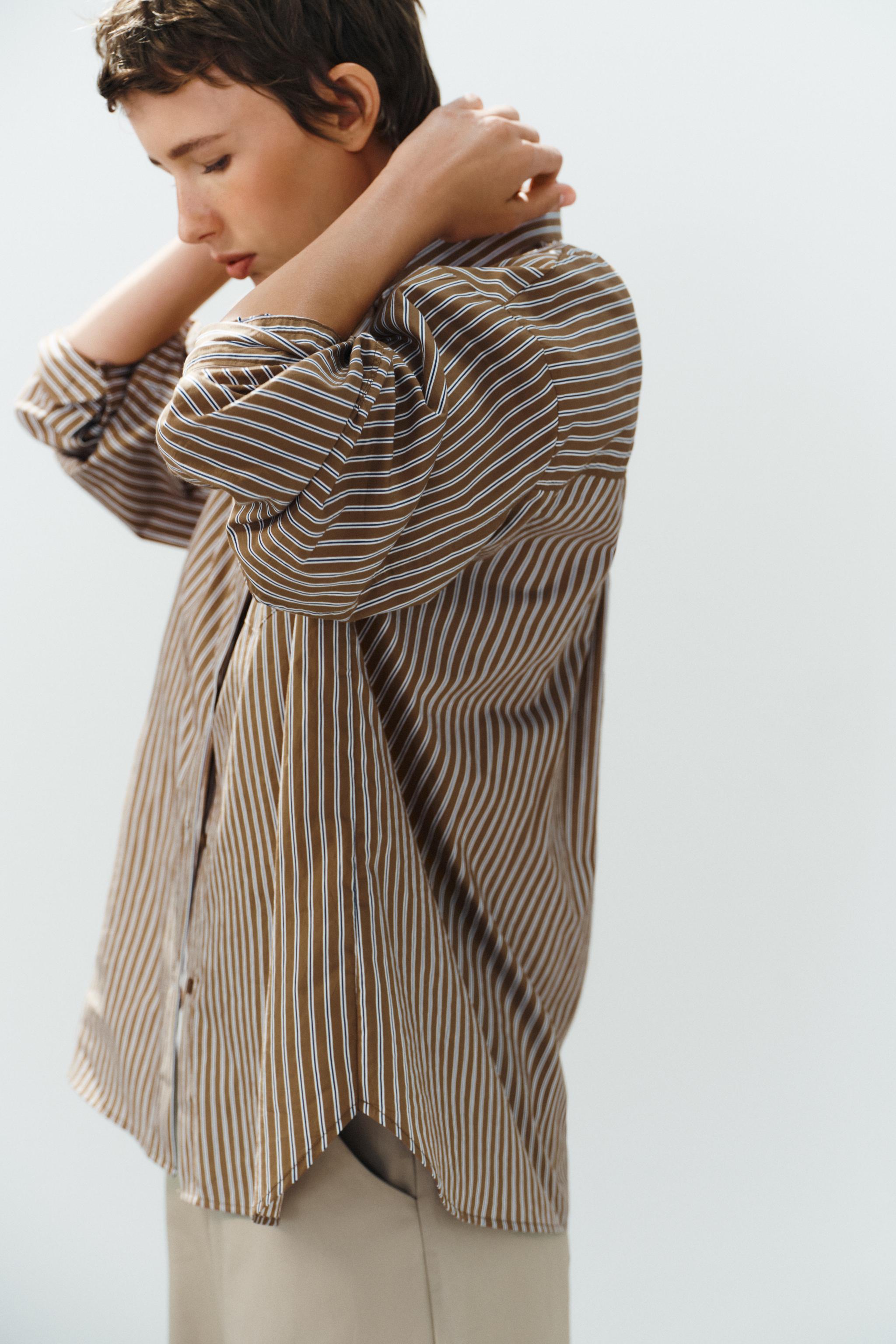 CHEMISE OVERSIZE À POCHE ET RAYURES