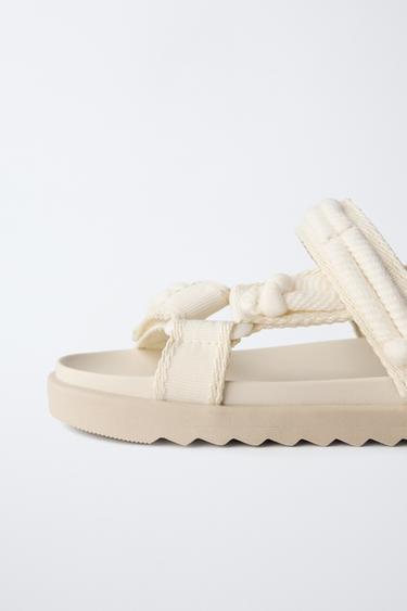 STRAPPY SANDALS - Ecru White by Zara - Image 5
