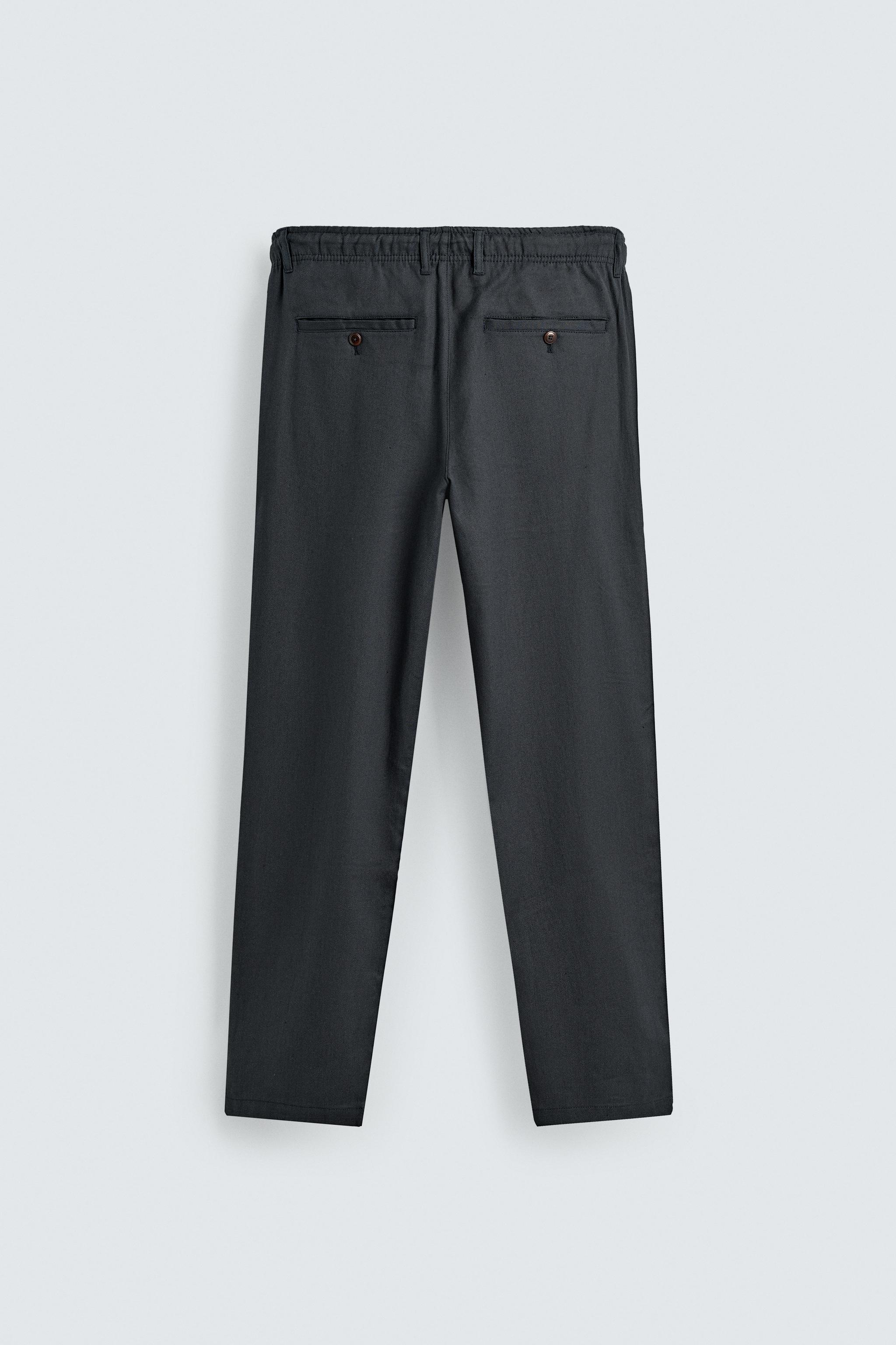 COTTON-LINEN RELAXED FIT PANTS - Navy blue | ZARA United States