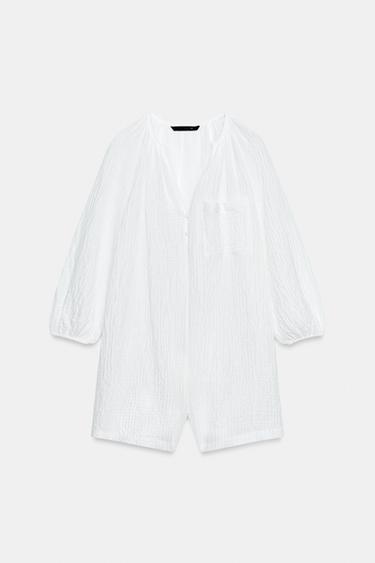 RUSTIC SHORT JUMPSUIT - White by Zara - Image 5