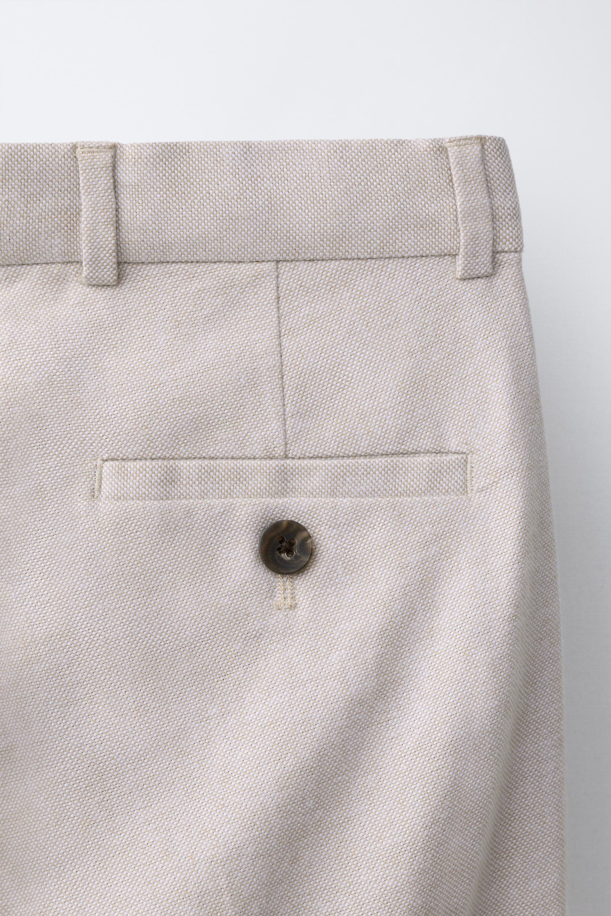 Детские брюки Zara COTTON LINEN BLEND SUIT PANTS — фото 5