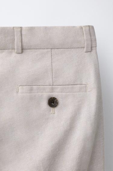 COTTON AND LINEN SUIT TROUSERS - Ecru by Zara - Image 3