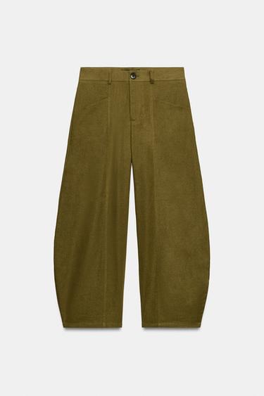 PANTALON BALLON AVEC LIN - Vert olive de Zara - Image 5