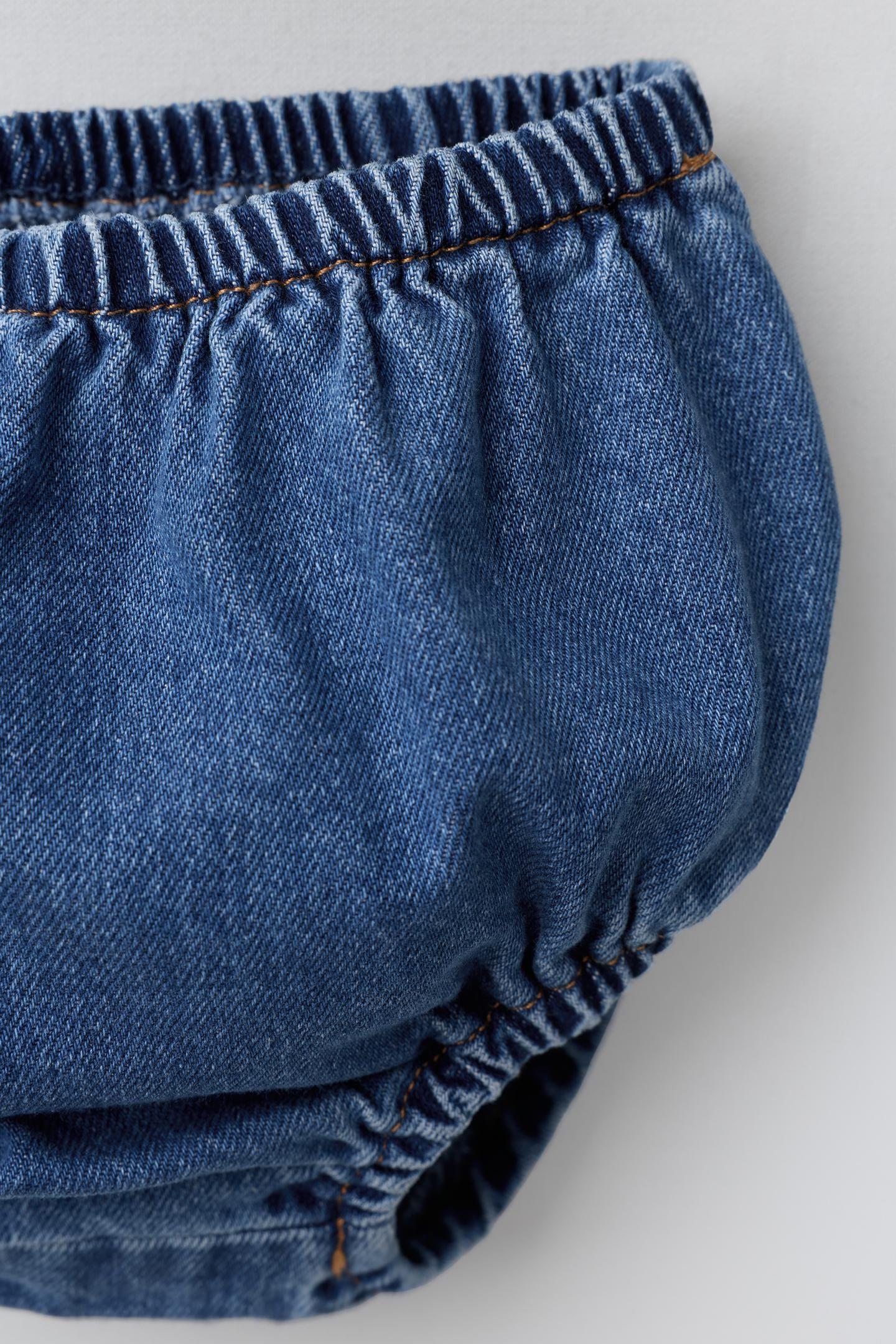 Детские комплекты Zara Denim Ruffle Pinafore Set, цвет: Синий — фото 4