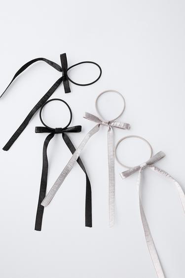 4-PACK OF BOW ELASTIC HAIR TIES - Black by Zara - Image 2