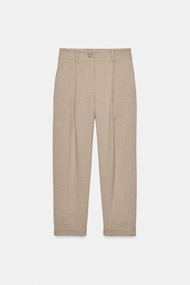 MID-WAIST TROUSERS WITH PLEATS AND ELASTICATED BACK - Sand by Zara - Image 5