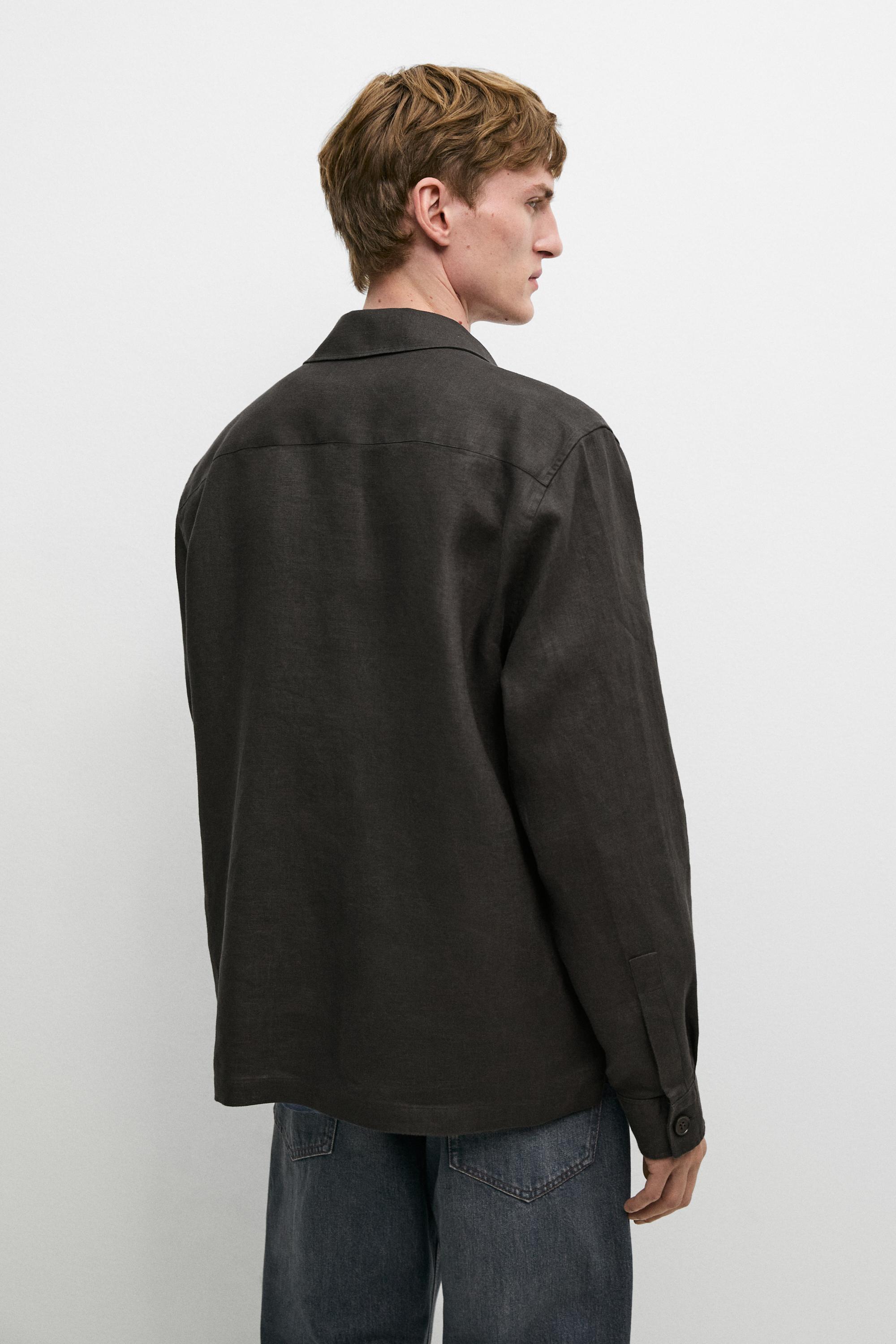 Total look linen overshirt with pockets