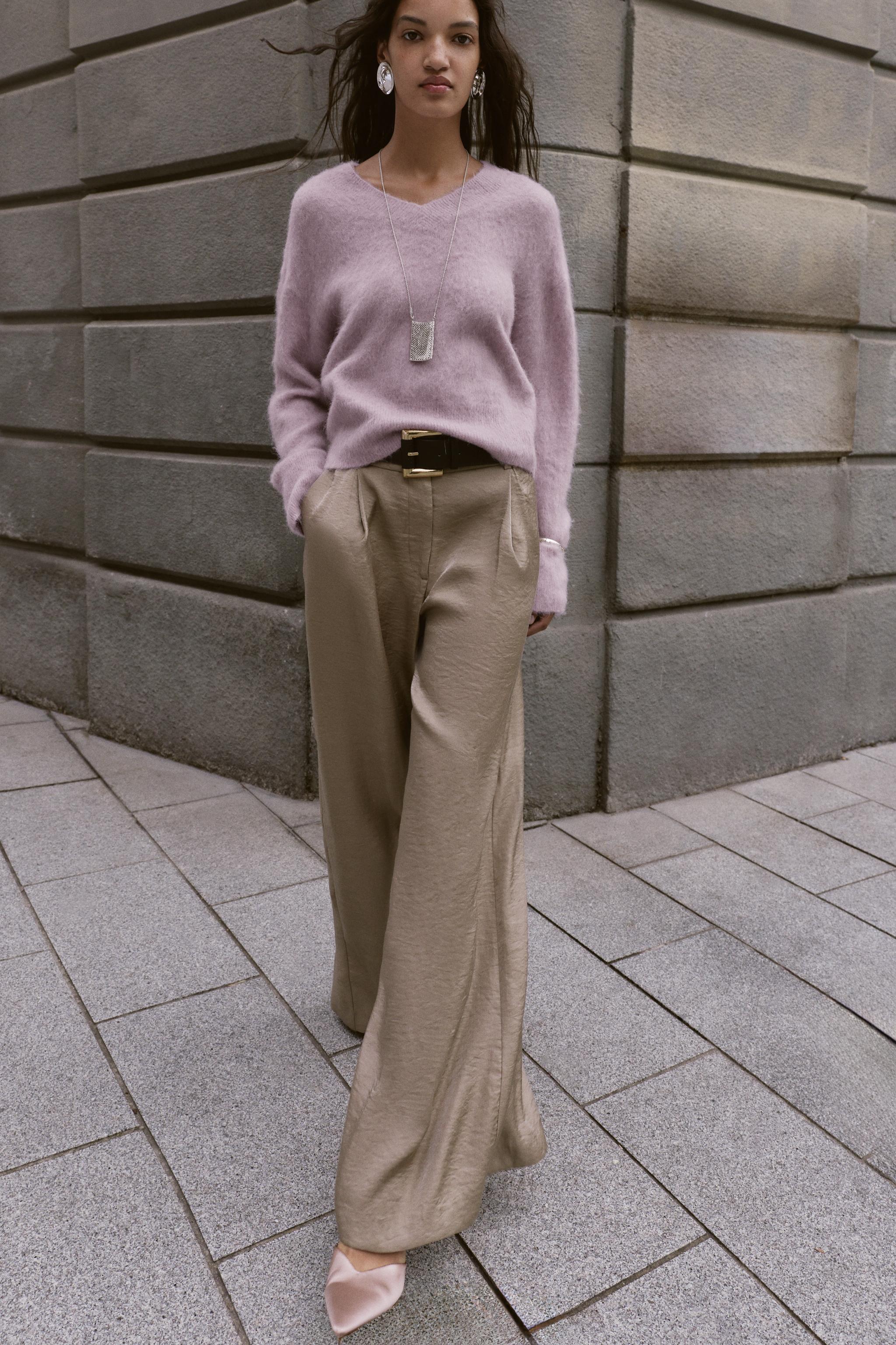 ZARA ウエストマーク　ウエストベルト付き　ダスティーピンク　くすみピンク ZARA ウエストマーク ウエストベルト付き ダスティーピンク