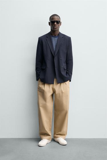 ÁO KHOÁC BLAZER VẠT ĐẮP CHÉO THIẾT KẾ THOẢI MÁI - Màu xanh nước biển từ Zara