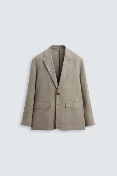 BLAZER DE COSTUME 100 % LIN DÉLAVÉ - Vison de Zara