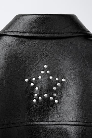 STUDDED FAUX LEATHER JACKET - Black by Zara
