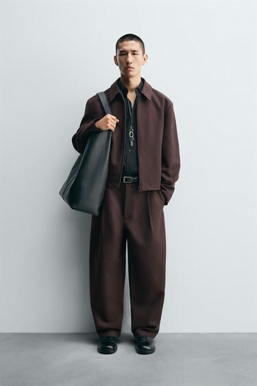 CROPPED FIT JACKET - Burgundy by Zara