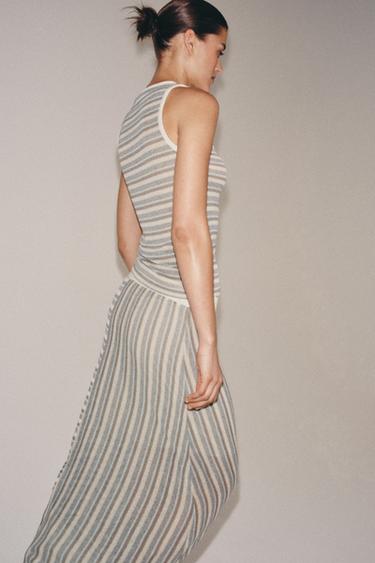 JUPE ASYMÉTRIQUE À RAYURES - Bleu de Zara - Image 4