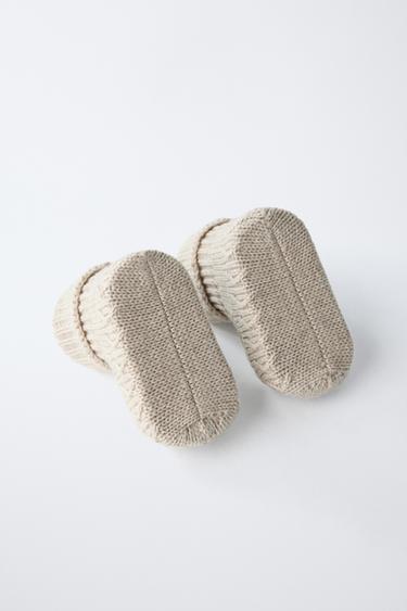 COTTON FLOWER BOOTIES - Sand Brown by Zara - Image 3