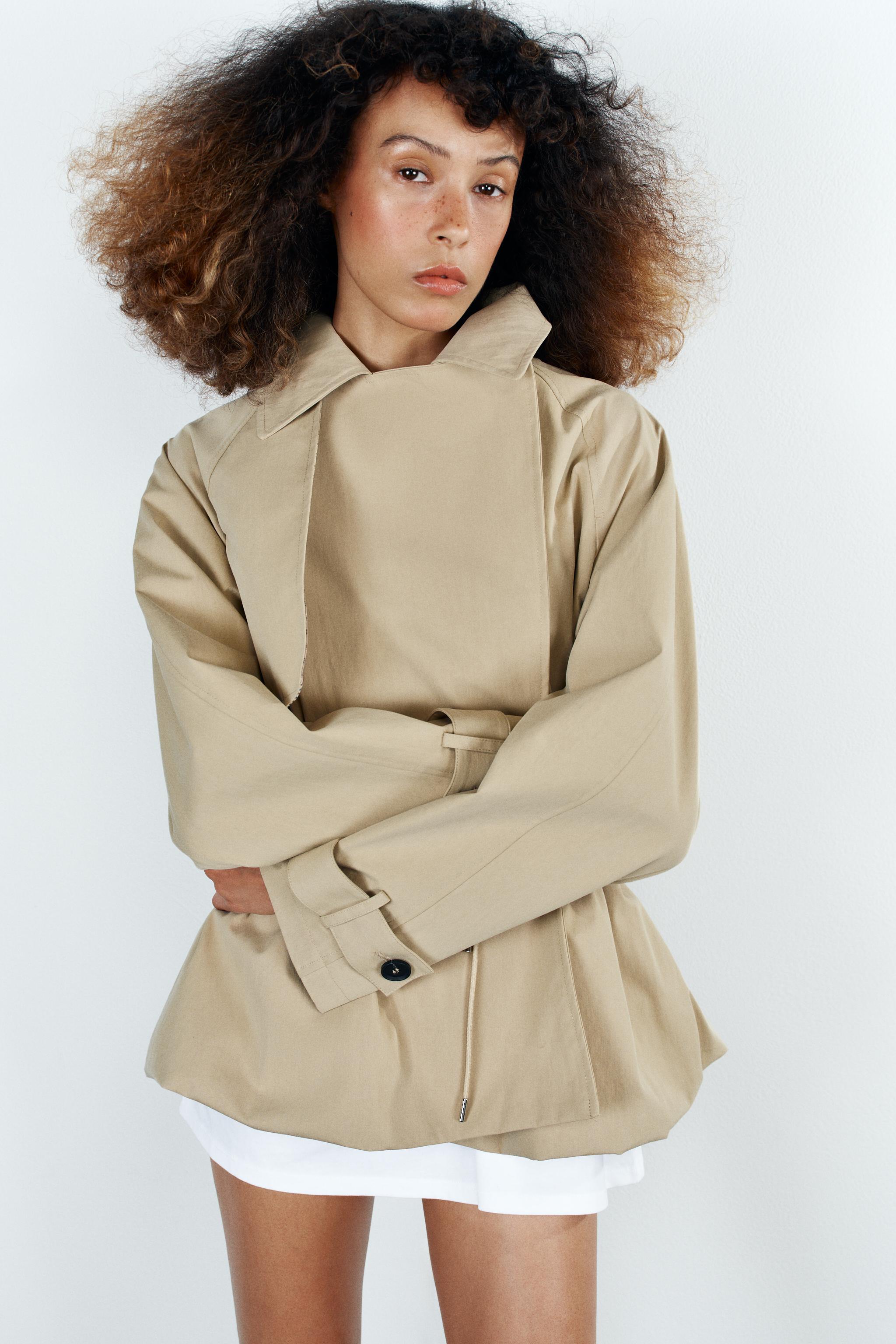 Женские куртки Zara DOUBLE-BREASTED DRAWSTRING TRENCH JACKET — фото 7