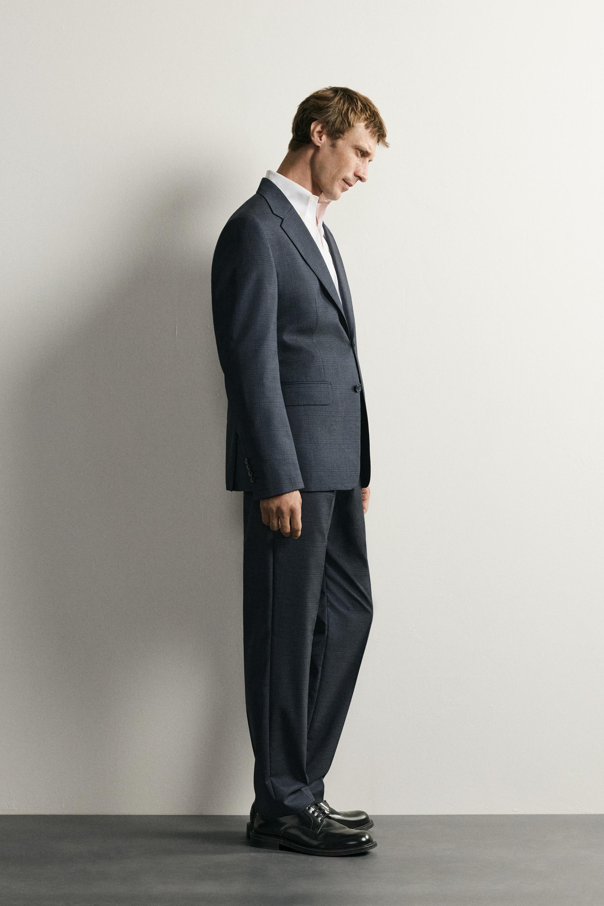 CHECKED REGULAR FIT SUIT TROUSERS