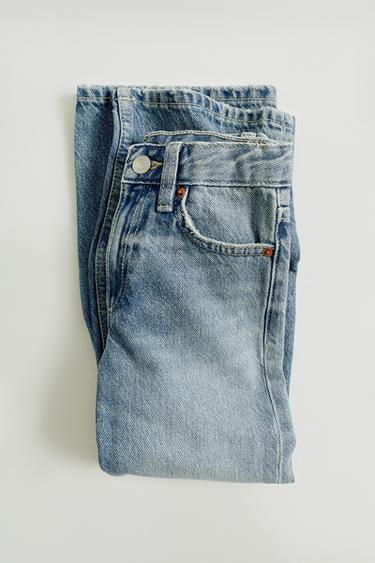 JEAN WIDE LEG EFFET DÉLAVÉ - Bleu de Zara