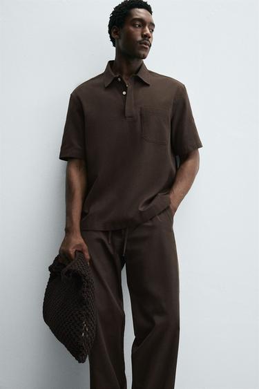 CHEMISE POLO LYOCELL - COTON - Marron de Zara - Image 5